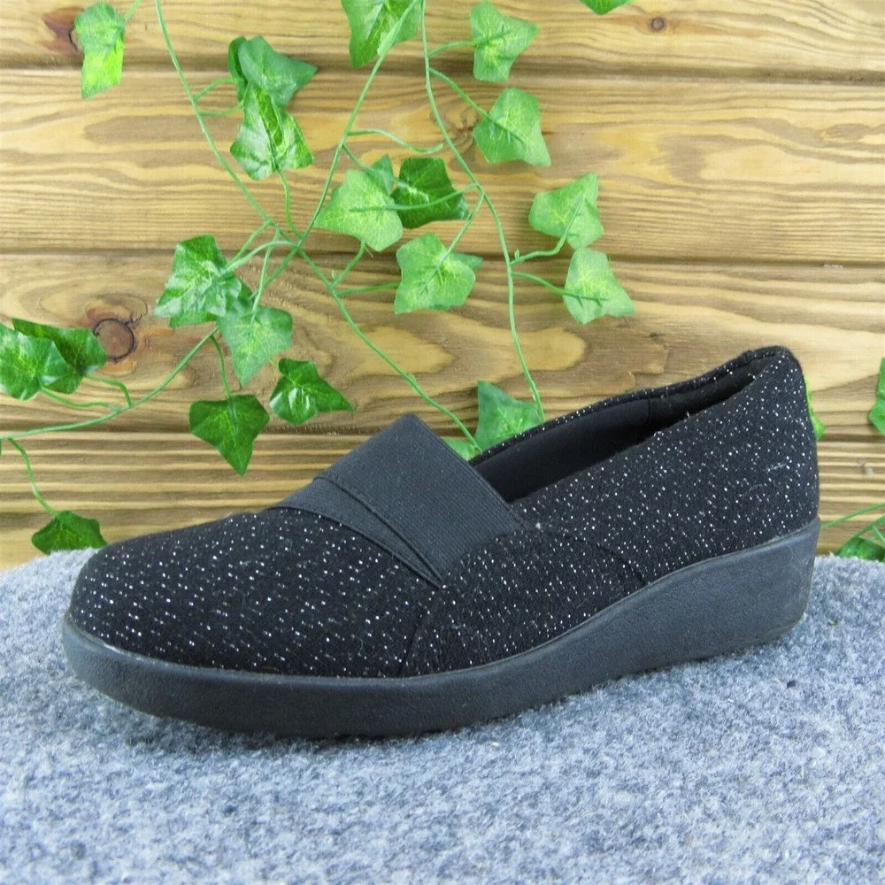 Easy Spirit Kaleo Women Loafer Shoes Black‎ Fabric Slip On Size 7 Medium